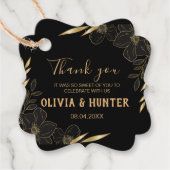 黒モダンと金ゴールドのフローラに結婚感謝 フェイバータグ (正面)