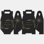 黒モダンと金ゴールドのフローラに結婚感謝 フェイバーボックス (見開き)