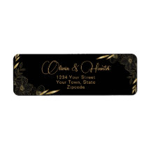 黒モダンと金ゴールドのフローラのアドレ結婚ス