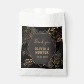 黒モダンと金ゴールドのフローラ結婚のユー感謝していザ フェイバーバッグ (正面)