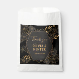 黒モダンと金ゴールドのフローラ結婚のユー感謝していザ フェイバーバッグ