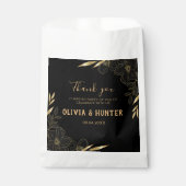 黒モダンと金ゴールドのフローラ結婚のユー感謝していザ フェイバーバッグ (正面)