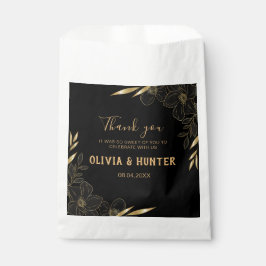 黒モダンと金ゴールドのフローラ結婚のユー感謝していザ フェイバーバッグ