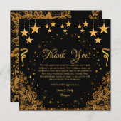 黒モダンと金ゴールドのマイルストーンの記念日 サンキューカード (正面/裏面)