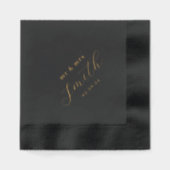 黒モダンと金ゴールドのミセス結婚ズ 箔ナプキン (正面)