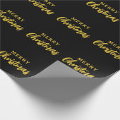 黒モダンと金ゴールドのメリークリスマスパターン ラッピングペーパー (角)