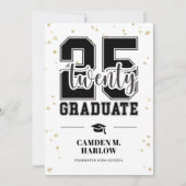 黒モダンと金ゴールドの写真の卒業 案内状 (正面)