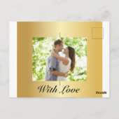 黒モダンと金ゴールドの写真の日付の入力を保存 ポストカード (裏面)