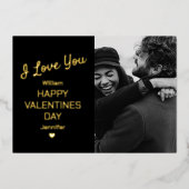 黒モダンと金ゴールドの写真バレンタインデー 箔シーズンカード (正面)