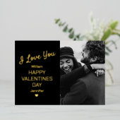 黒モダンと金ゴールドの写真バレンタインデー 箔シーズンカード (立ち正面)