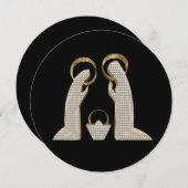 黒モダンと金ゴールドの出生クリブクリスマス シーズンカード (正面/裏面)