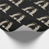 黒モダンと金ゴールドの出生クリブクリスマス ラッピングペーパー (角)