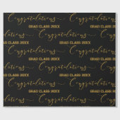 黒モダンと金ゴールドの卒業式 ラッピングペーパー (フラット)