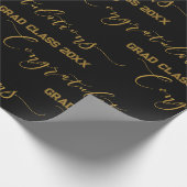 黒モダンと金ゴールドの卒業式 ラッピングペーパー (角)