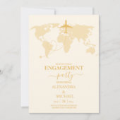 黒モダンと金ゴールドの宛先婚約 招待状 (正面)