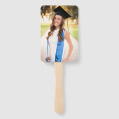 黒モダンと金ゴールドの幾何学的な卒業写真 ハンドファン (裏面)