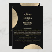 黒モダンと金ゴールドの抽象芸術の結婚旅程 プログラム (正面/裏面)