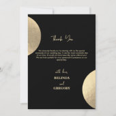 黒モダンと金ゴールドの抽象芸術結婚の写真 サンキューカード (正面)