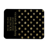 黒モダンと金ゴールドの水玉模様の日付の保存 マグネット (横)