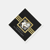 黒モダンと金ゴールドの氷のスケートで滑るパーティー スタンダードカクテルナプキン (角)