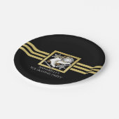 黒モダンと金ゴールドの氷のスケートで滑るパーティー ペーパープレート (アングル)