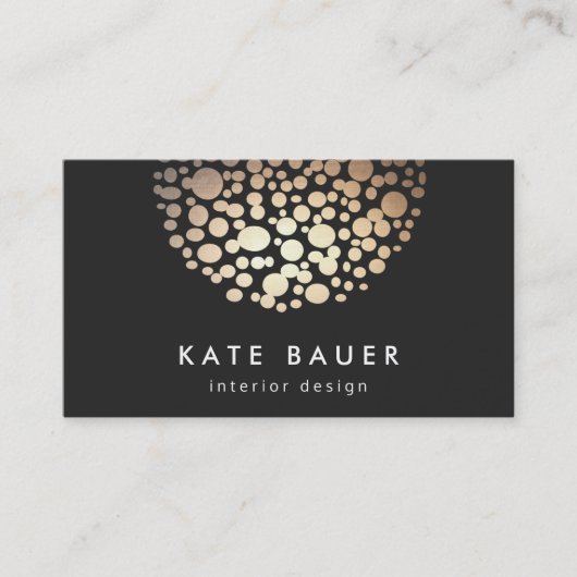 黒モダンと金ゴールドの球インテリア設計者 名刺 (正面)