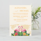 黒モダンと金ゴールドの目的地のパスポ結婚ート 招待状 (スタンド正面)