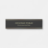 黒モダンと金ゴールドの魅力的なテンプレート サインプレート (正面)