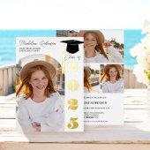 黒モダンと金ゴールドの4枚の写真4枚の卒業 箔招待状