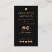 黒モダンと金ゴールドのQRコードの感謝してい順序 名刺 (裏面)