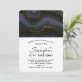 黒モダンと金ゴールドアガテストーン誕生日 招待状 (スタンド正面)