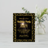 黒モダンと金ゴールドエレガント交差スクリプトフォント 箔招待状ポストカード (立ち正面)