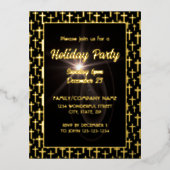 黒モダンと金ゴールドエレガント交差スクリプトフォント 箔招待状ポストカード (正面)