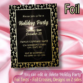 黒モダンと金ゴールドエレガント交差スクリプトフォント 箔招待状ポストカード