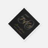 黒モダンと金ゴールドエレガント50誕生日 スタンダードカクテルナプキン (角)