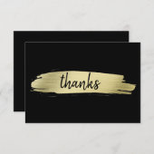 黒モダンと金ゴールドエレガント サンキューカード (正面/裏面)