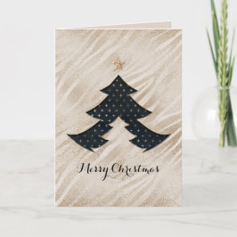 黒モダンと金ゴールドクリスマスツリーカード シーズンカード