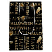 黒モダンと金ゴールドシック大人ハロウィーン ミディアムペーパーバッグ (裏面)