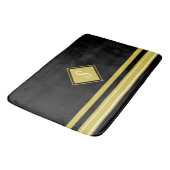 黒モダンと金ゴールドスストライプファミリーモノグラム バスマット (アングル)