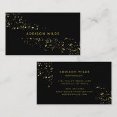 黒モダンと金ゴールドフレークスシックスタイリッシュ 名刺 (正面/裏面)