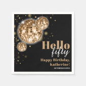 黒モダンと金ゴールド女子ハッピー50誕生日 スタンダードカクテルナプキン (正面)