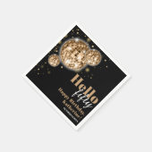 黒モダンと金ゴールド女子ハッピー50誕生日 スタンダードカクテルナプキン (角)