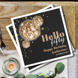 黒モダンと金ゴールド女子ハッピー50誕生日 スタンダードカクテルナプキン