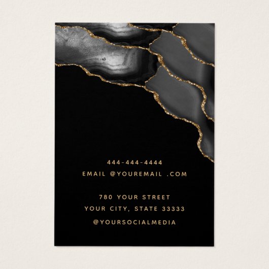 黒モダンと金ゴールド瑪瑙のイヤリングディスプレイカード (裏面)