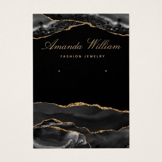 黒モダンと金ゴールド瑪瑙のイヤリングディスプレイカード (正面)