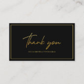 黒モダンと金ゴールド結婚のサンキューカード エンクロージャーカード (正面)