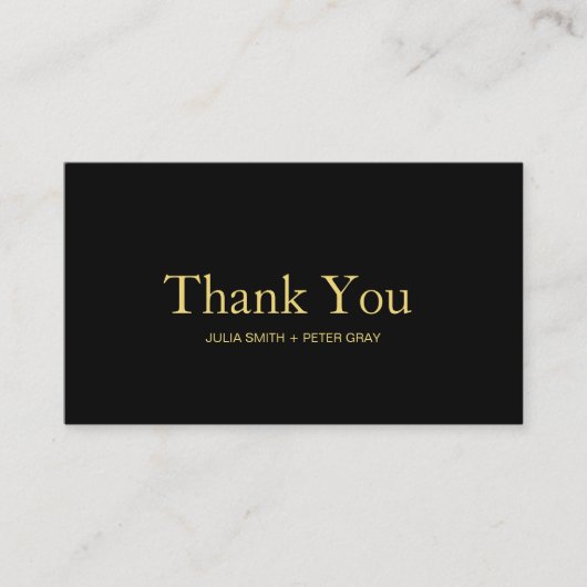 黒モダンと金ゴールド結婚のサンキューカード エンクロージャーカード (正面)