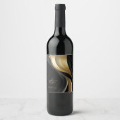 黒モダンと金ゴールド結婚の ワインラベル (正面)
