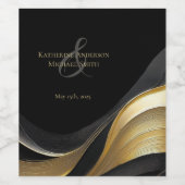 黒モダンと金ゴールド結婚の ワインラベル (シングルラベル)