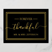 黒モダンと金ゴールド結婚のMr.そしてミセス・サンキュー 箔招待状ポストカード (正面)